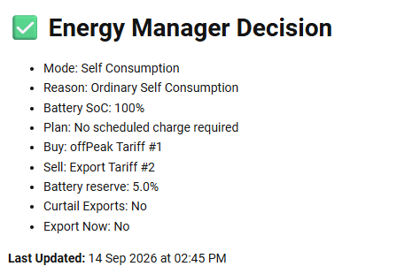 Energy Manager Decisions